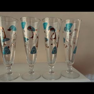 Vintage gorgeous MCM Federal Atomic Boomerang Pilsner Glasses. Set of Four (4).